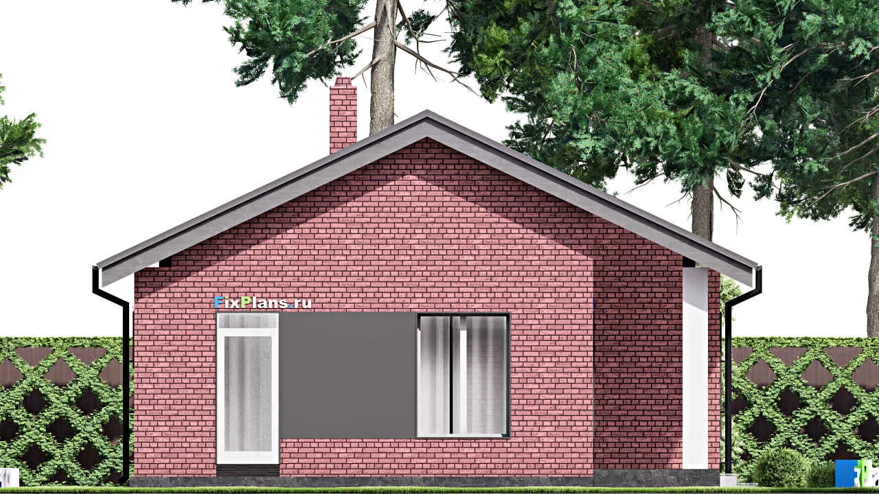 Проект бани F-15110 с сауной, большой комнатой отдыха и котельной из газобетона до 100 м²