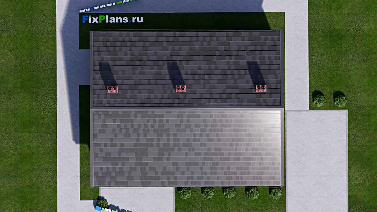 Проект бани F-15110 с сауной, большой комнатой отдыха и котельной из газобетона до 100 м²