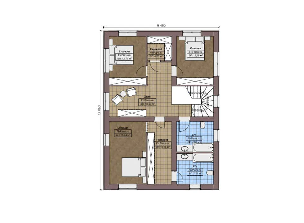 Проект двухэтажного дома F-2771